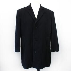 Pronto Uomo Men's Black Wool Blend Coat Jacket Minimalist Size 44 Short Medium